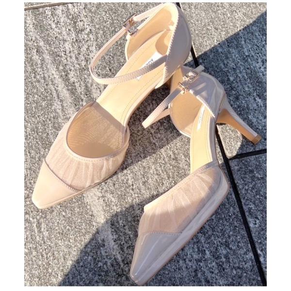 パンプス 「REZOY」シフォン×エナメルセパレートパンプス