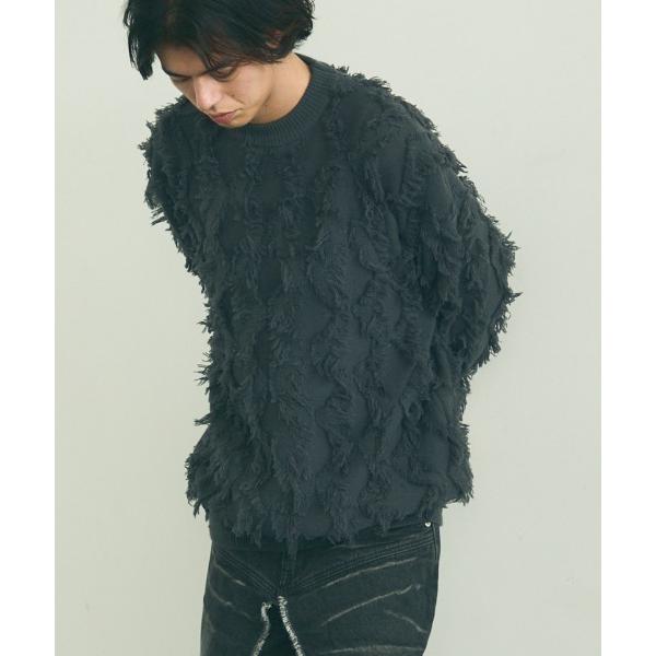 セーター ニット Fringe design oversized knit sweater / フリ...