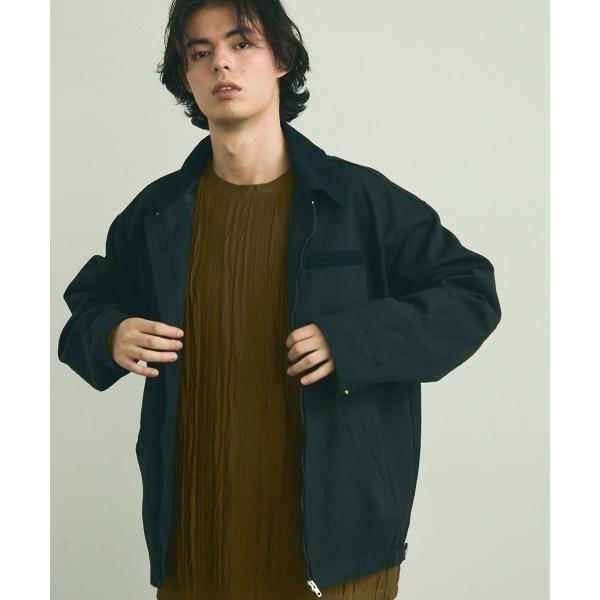 ブルゾン アウター Collar corduroy switching zip up work ja...