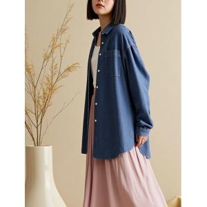 ブラウス シャツ 長袖デニムシャツ レディース