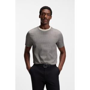 tシャツ シルケットコットン Tシャツ グリッドパターン メンズ