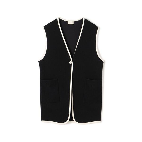 ベスト ジレ レーヨンナイロンダブルフェイス Vネックジレ レディース