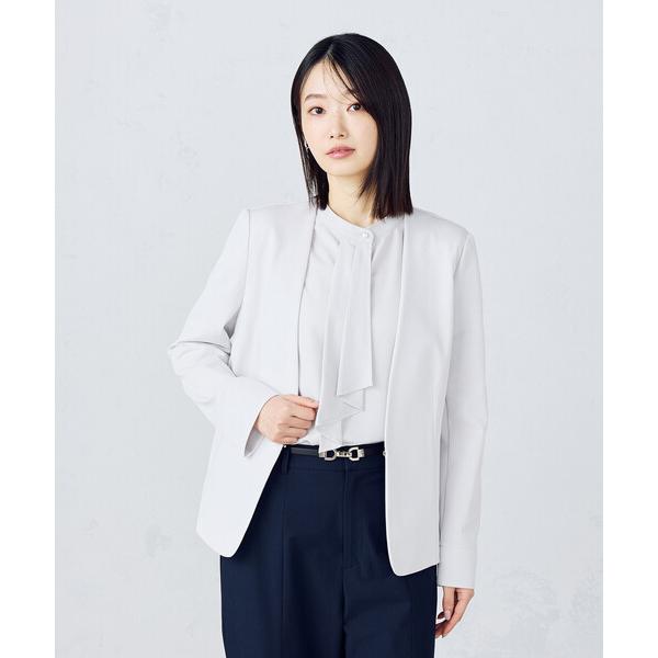 ジャケット ノーカラージャケット 鹿の子ノーカラージャケット レディース