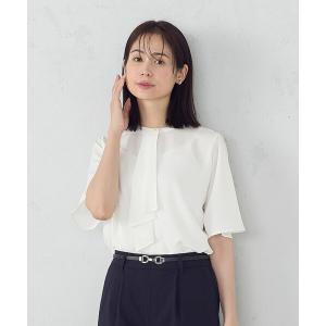 ブラウス シャツ 「ウォッシャブル」5分袖 フロントパールブラウス UV 