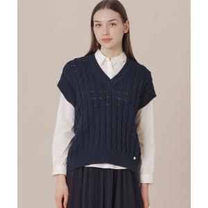 ベスト ジレ ケーブルニットベスト レディース