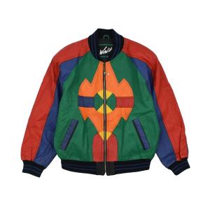 ブルゾン アウター 「ヴィンテージ古着」80’s〜 Winlit マルチカラー レザージャケット メンズ レディース