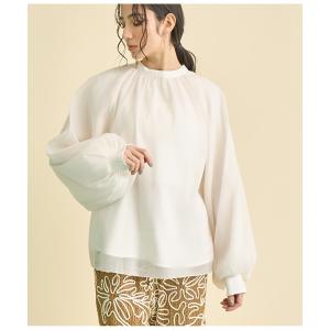ブラウス シャツ マット シアー レイヤード ボリュームスリーブ ブラウス レディース