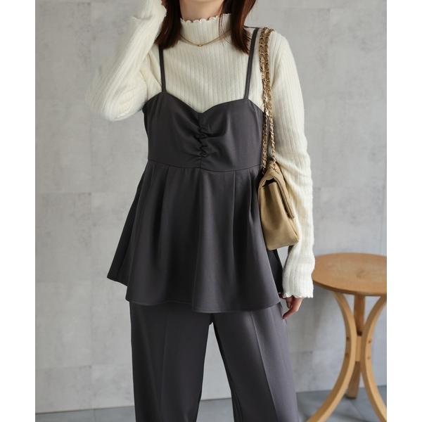 オールインワン ペプラムキャミオールインワン レディース