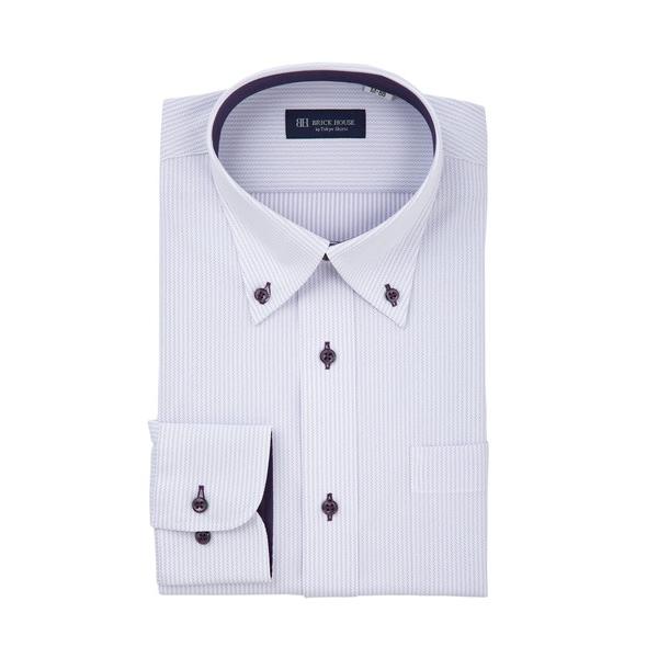 フォーマル シャツ 形態安定ノーアイロン ボタンダウン 長袖ストレッチビジネスワイシャツ（大きいサイ...