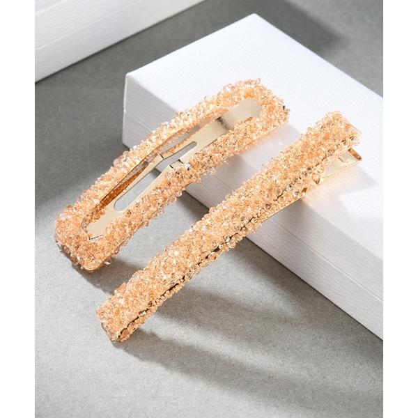 ヘアクリップ 「2点セット」ビジュー ヘア クリップ ＆ スリーピン