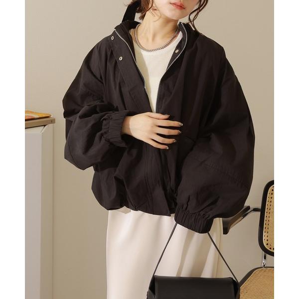 ブルゾン アウター stand collar gather blouson /スタンドカラー 比翼 ...