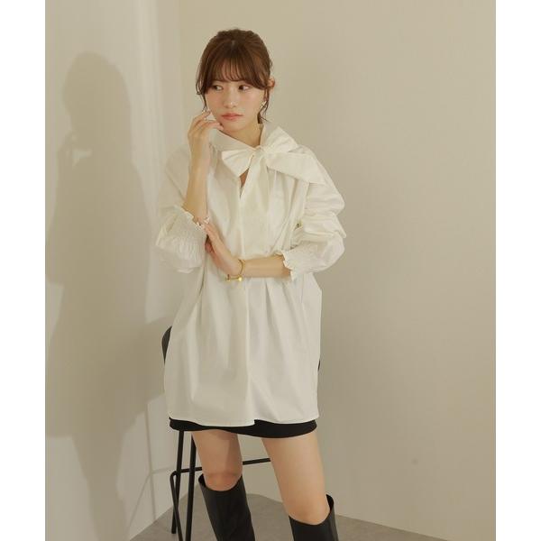 ブラウス シャツ owtie gather blouse /ボウタイ ギャザー オーバーサイズ ブラ...