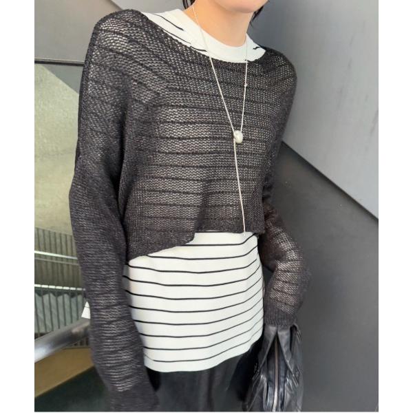 ニット セーター SHINY LOOSE KNIT SHORT TOP レディース