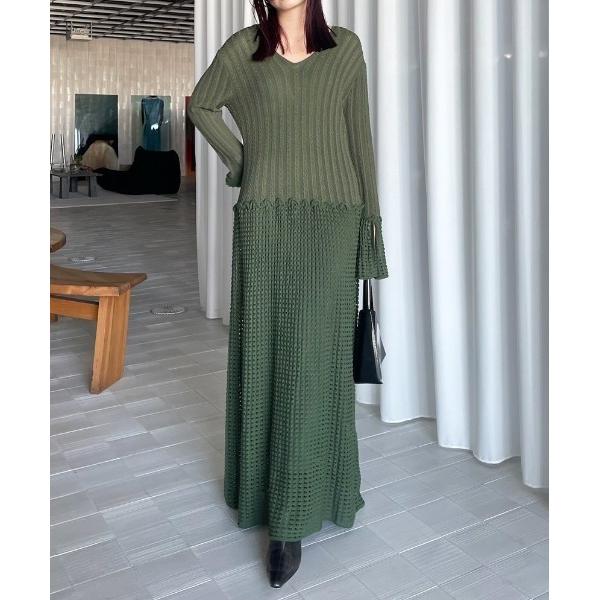 ワンピース LADY CROCHET KNIT DRESS