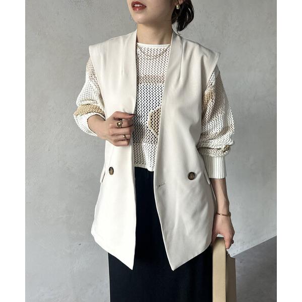 ベスト ジレ ノーカラージレジャケット レディース