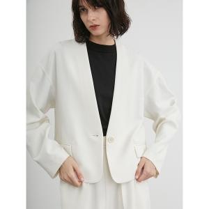 コート アウター ノーカラースーツジャケット レディース