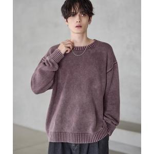 セーター ニット 「25AW」ピグメント加工/箔プリント天竺編みクルーネックニット メンズ レディース