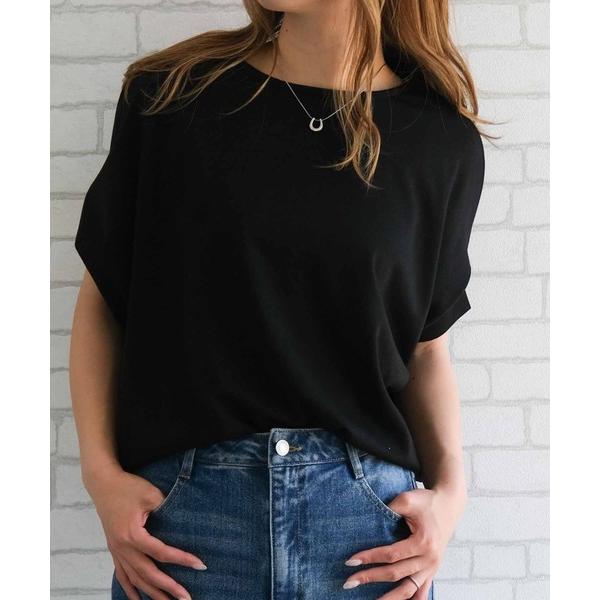 tシャツ 無地orボーダードルマン風ポンチ素材プルオーバー レディース