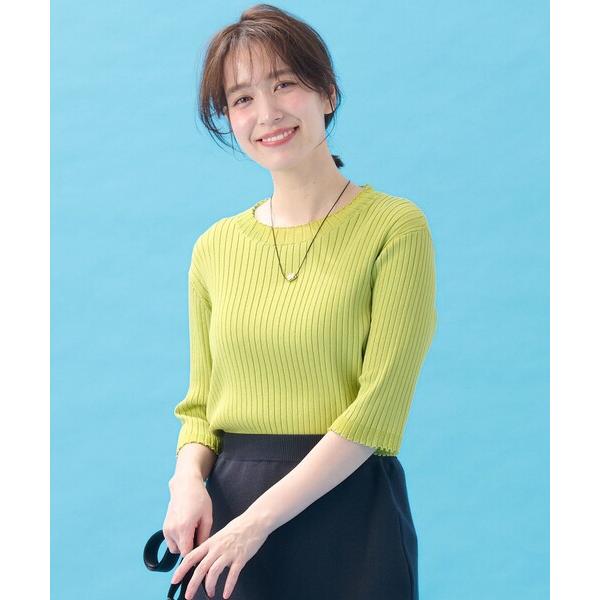 ニット セーター 「洗濯機可/UVカット/アンチピリング」ポイントシアーリブニット レディース