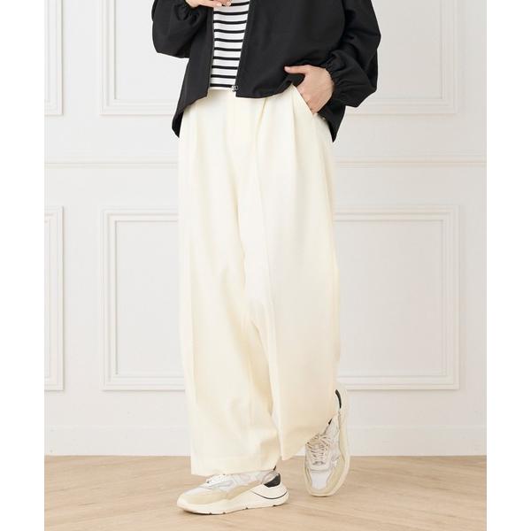 ワイドパンツ パンツ ストレッチツイル タックワイドパンツ「セットアップ対応」 レディース