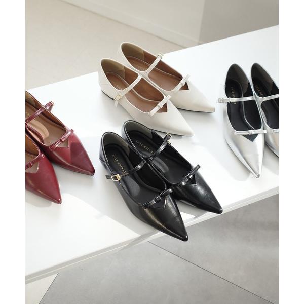 パンプス 柔らか！ポインテッドトゥリボンパンプス/メリージェーン