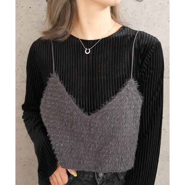 tシャツ シアーベロアストライプ2wayメロートップス レディース