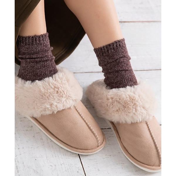 シューズ ムートン調スリッパ レディース