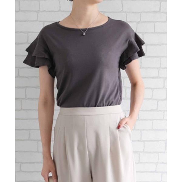 tシャツ ダブルフリル袖カットソー レディース