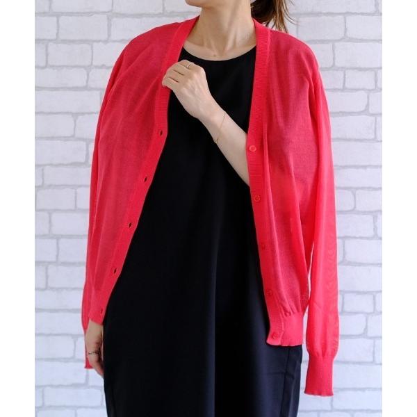 カーディガン Vネックシアーカーディガン レディース