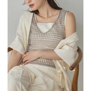 hunch（ハンチ） ベスト ジレ 幾何学柄 ネット 刺繍ジレ レディース