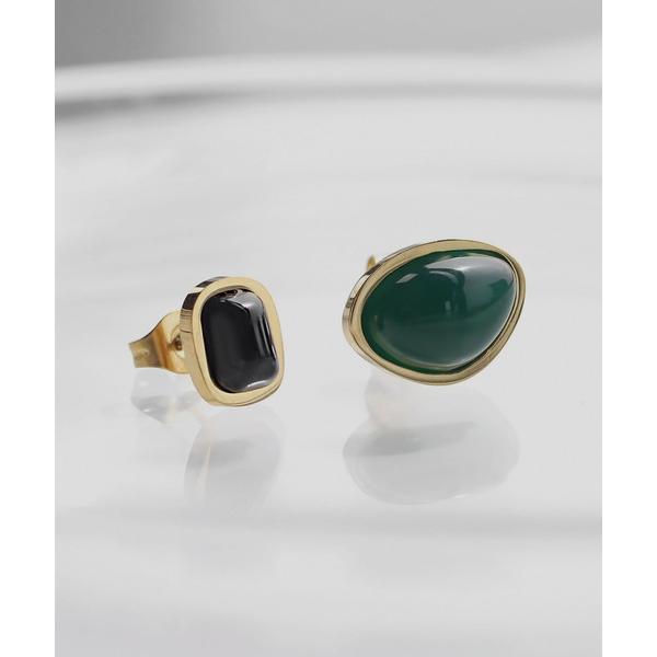 ピアス 金属アレルギー対応 アシメデザイン天然石ピアス レディース