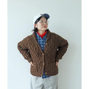 カーディガン ネパールハンドニット ショールカラーカーディガン レディース