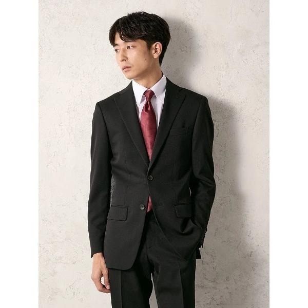 セレモニースーツ セットアップ 「上下洗える」2釦スーツ　ストライプ　ブラック メンズ