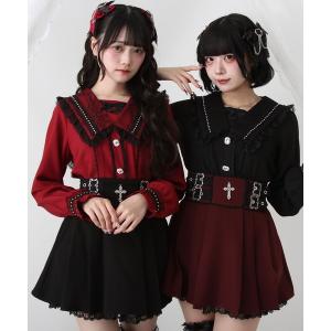 ブラウス シャツ 角襟クモレーススタッズブラウス レディース