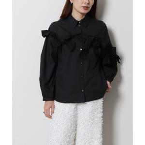 ブラウス シャツ アシメリボンモチーフブラウス レディース