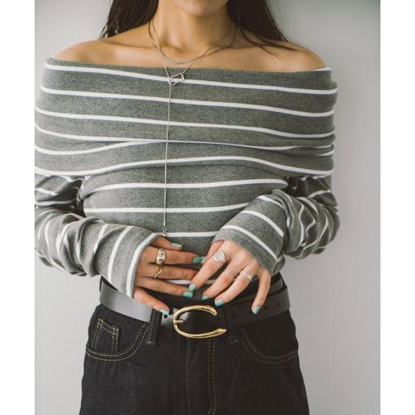 tシャツ ボーダーオフショルカットトップス レディース