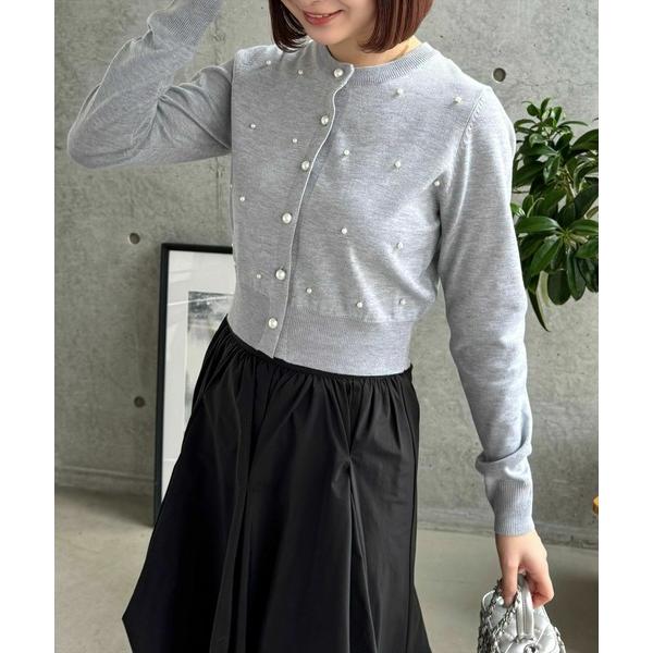 カーディガン パールデザインニットカーディガン「大人 フェミニン オフィスカジュアル 着回し抜群」 ...