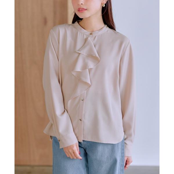 ブラウス シャツ ラインラッフルブラウス 「低身長・小柄女性」 レディース