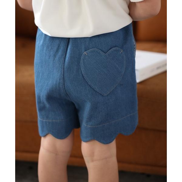 パンツ 「3-10才対応」ハートポケットスカラップショートパンツ キッズ 子供服 女の子