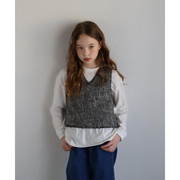 ベスト  「3-10才対応」Vネックツイードベスト キッズ 子供服 女の子