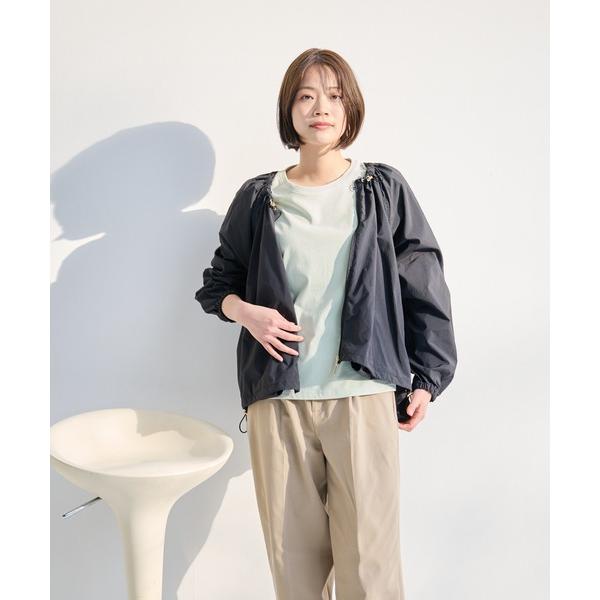 ブルゾン アウター 花粉ガード ライト ノーカラー ブルゾン レディース