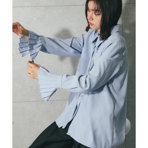 ブラウス シャツ 袖プリーツボウタイブラウス レディース