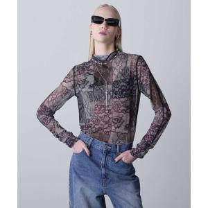 Jean Paul GAULTIER / 総柄パワーネットトップス 青X白 I-23-11-12