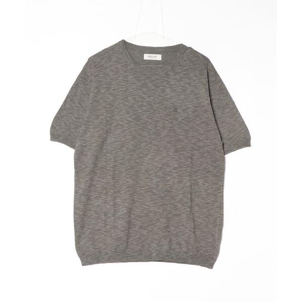 セーター ニット スラブコットンビスコース メランジ半袖ニット メンズ