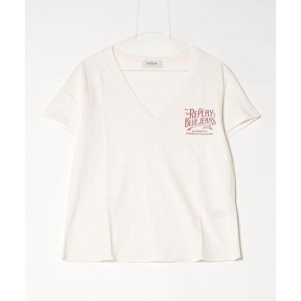 tシャツ オーバーフィットスラブジャージーVネックTシャツ レディース