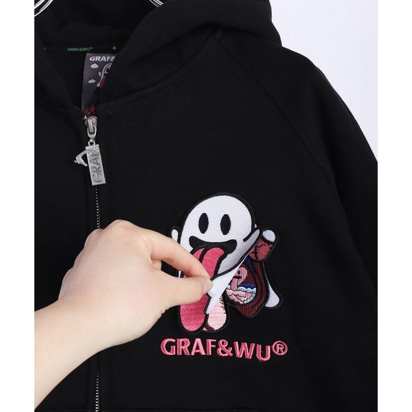 パーカー GRAF＆WU ベリベリ内臓フェイク ゴースト 裏起毛ベロジップパーカー メンズ レディー...