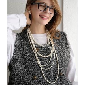 yu-ka ネックレス : 大小パール 4連ネックレス レディース : ZOZOTOWN
