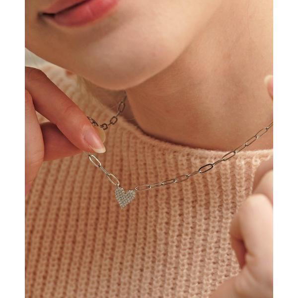 ネックレス ビジューハートチェーンネックレス レディース