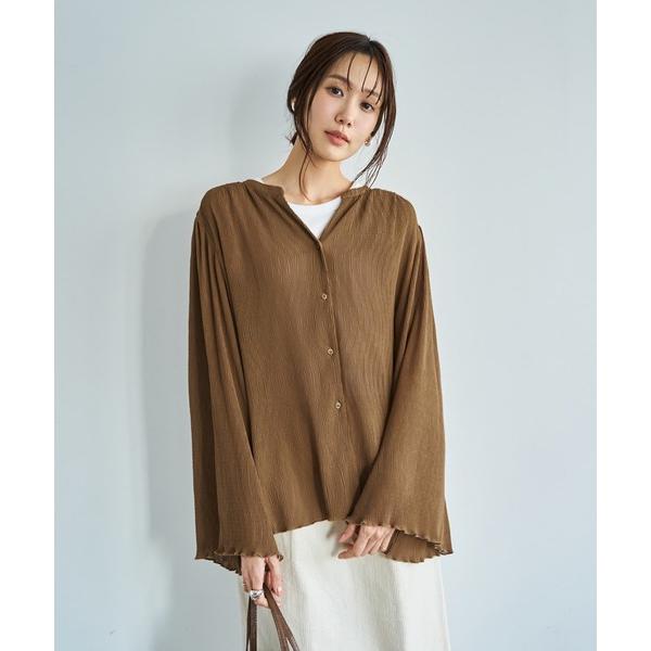 ブラウス シャツ シャーリングシフォン楊柳風ブラウス レディース