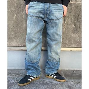 ジーンズ CARPENTER 3D LOOSE JEANS/カーペンタージーンズ/ヴィンテージライクワイドダブルニーデニムパンツ メンズ